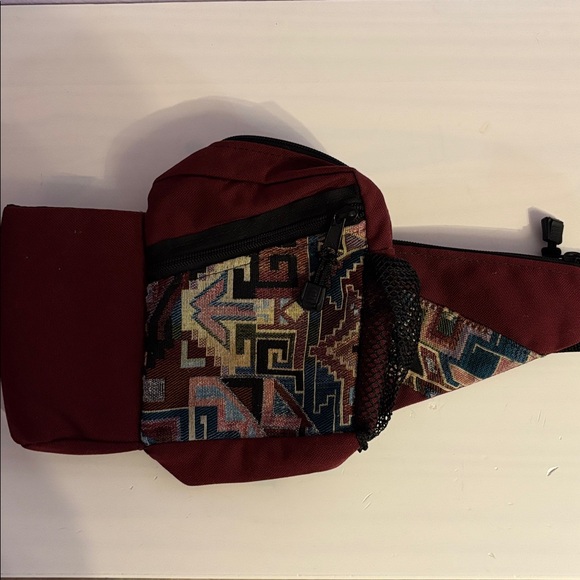 Retro Geometric Pattern Burgundy Women's Fanny Pack - Picture 9 of 9